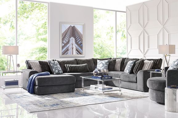 Black sectional deals living room