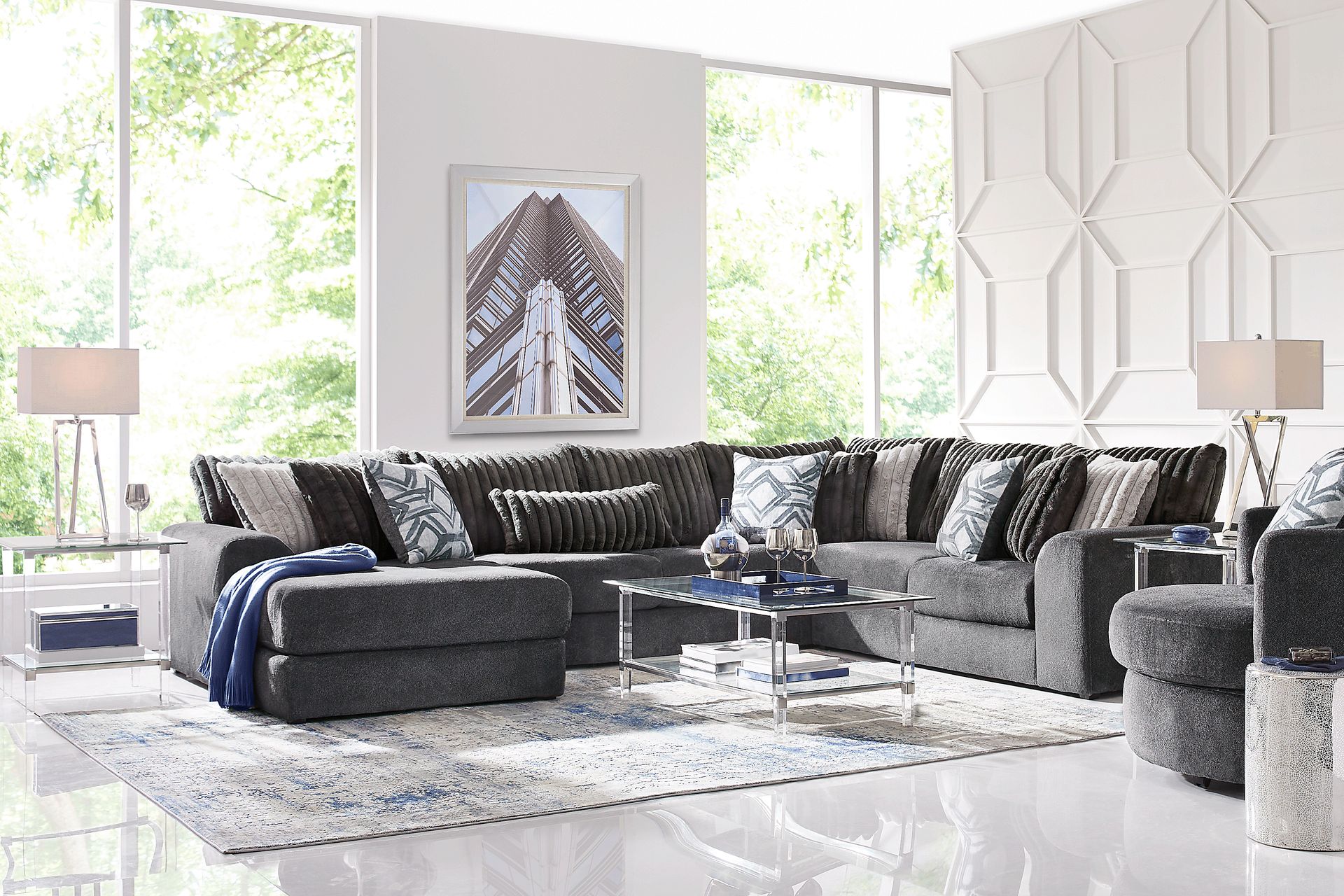 Moreau Street Black 3 Pc Sectional - Image 2