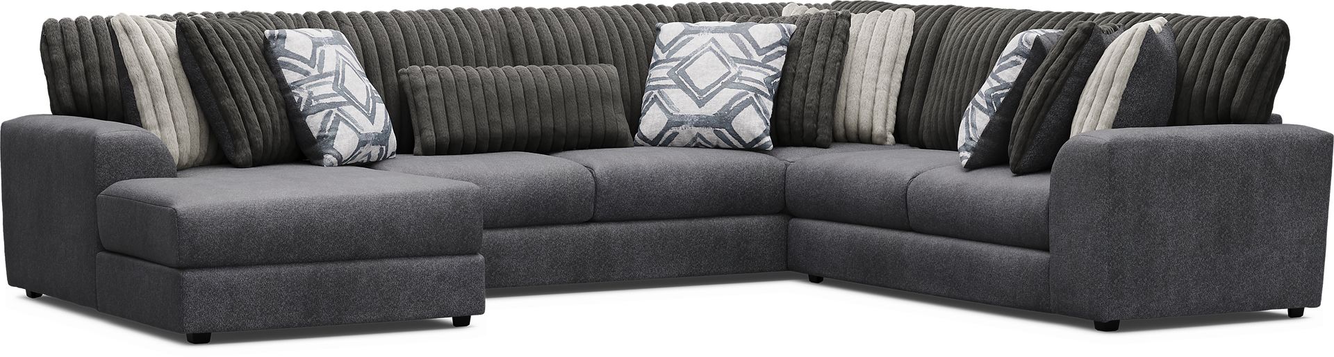 Moreau Street Black 3 Pc Sectional - Image 1