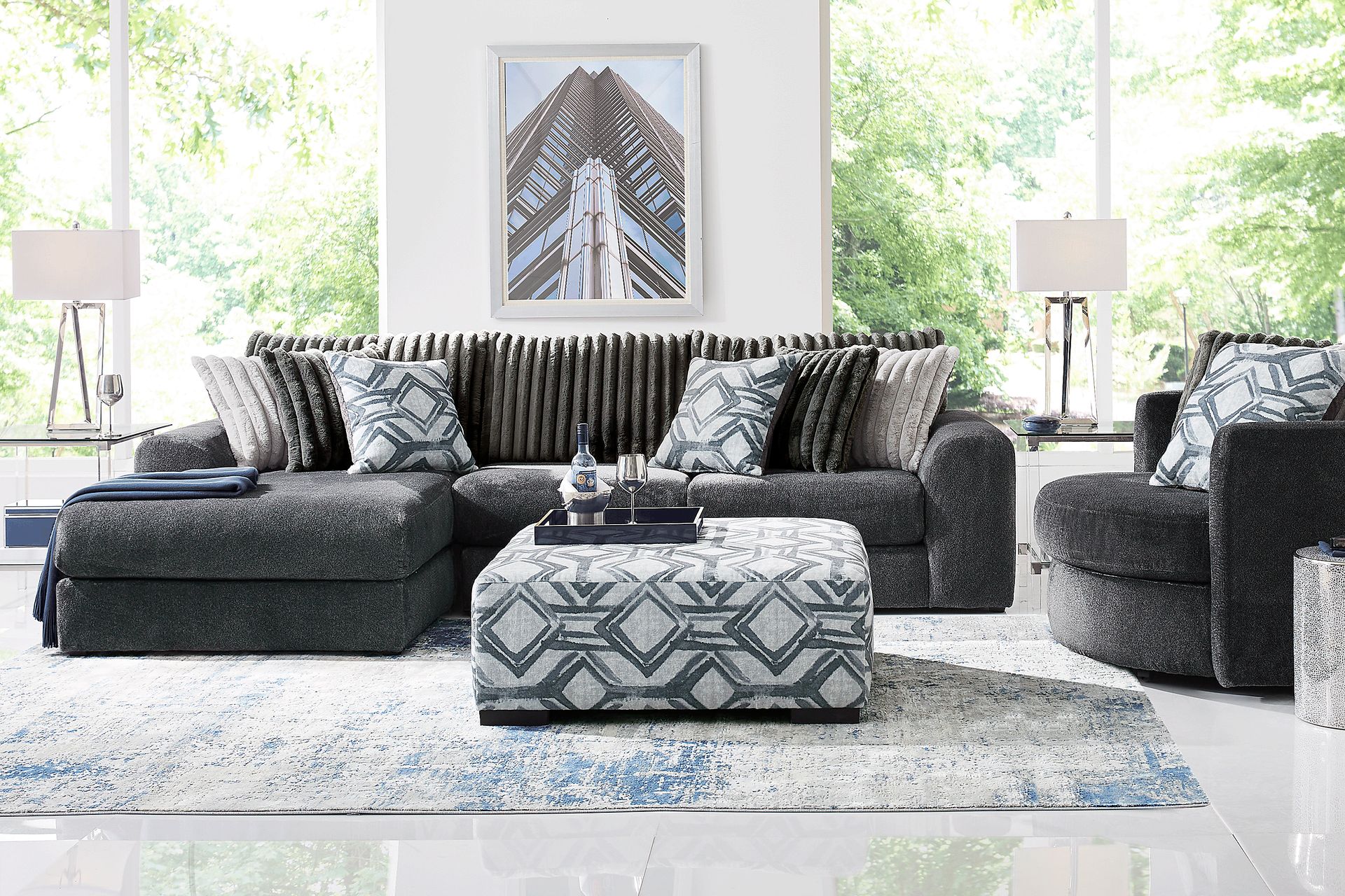 Moreau Street Black 5 Pc Sectional Living Room - Image 1