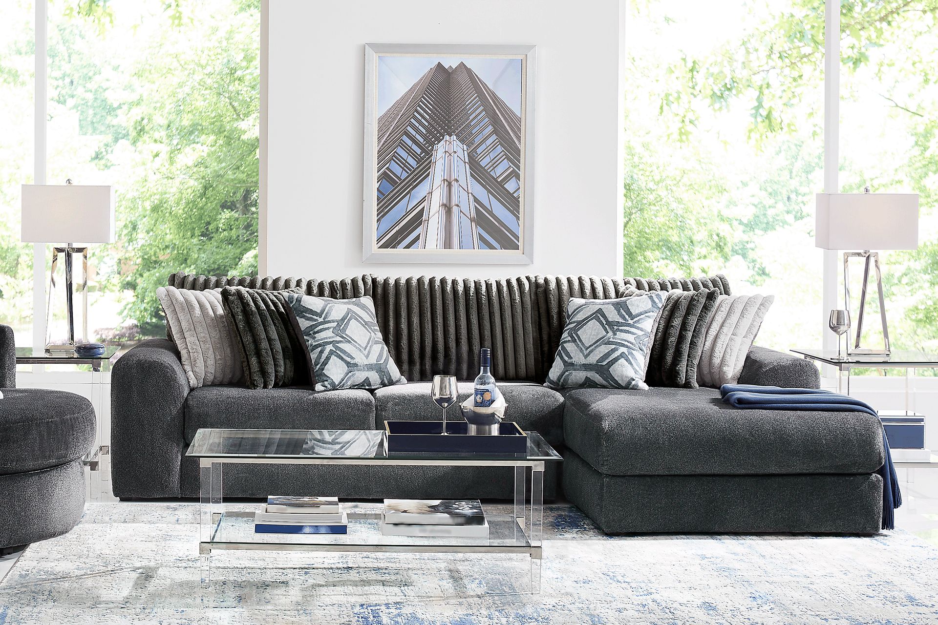 Moreau Street Black 5 Pc Sectional Living Room - Image 1