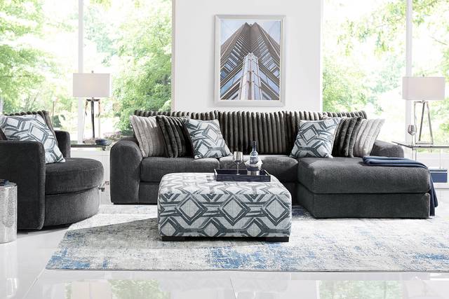 Moreau Street Black 6 Pc Sectional Living Room - Thumbnail - Image 1