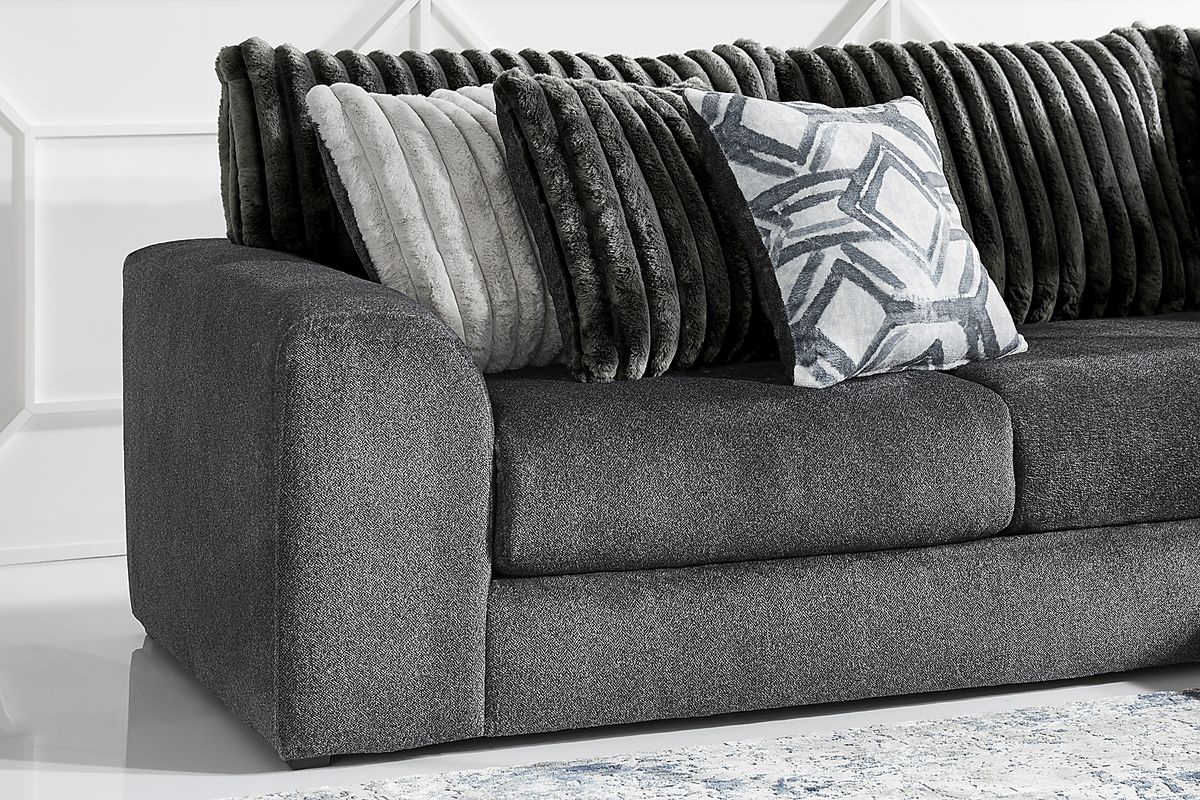 Moreau Street 6 Pc Black Woven Living Room Set With 3 Pc Right Arm ...