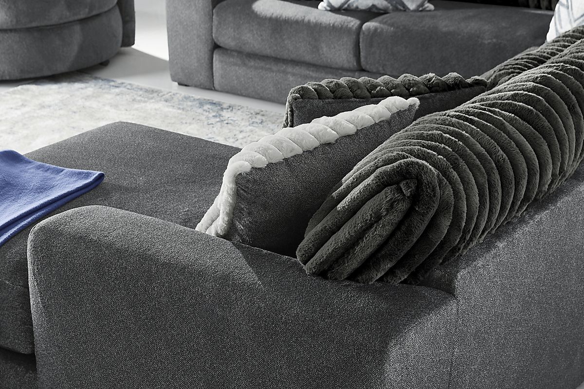 Moreau Street 6 Pc Black Woven Living Room Set With 3 Pc Right Arm ...