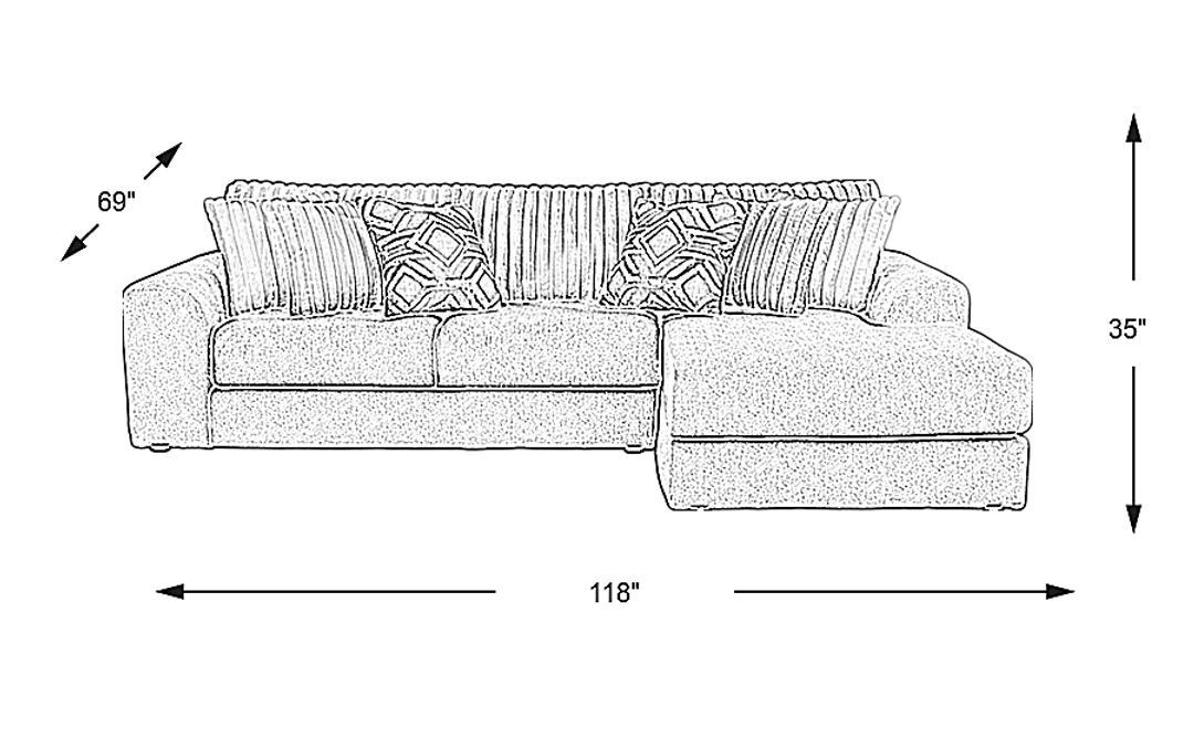 Moreau Street 2 Pc Right Arm Chaise Sectional