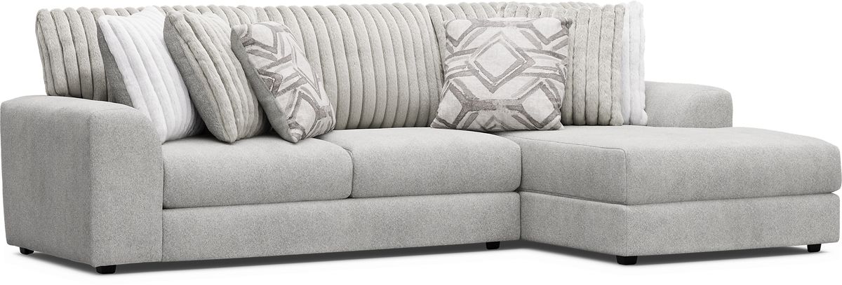 Moreau Street Gray Polyester Fabric 2 Pc With Chaise Right Arm Sectional