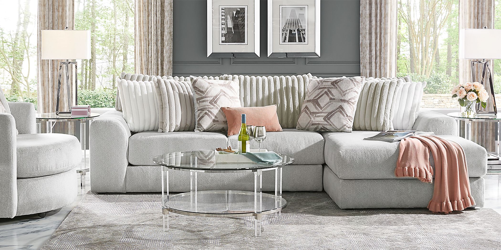 Rooms to go store grey sectional sofa