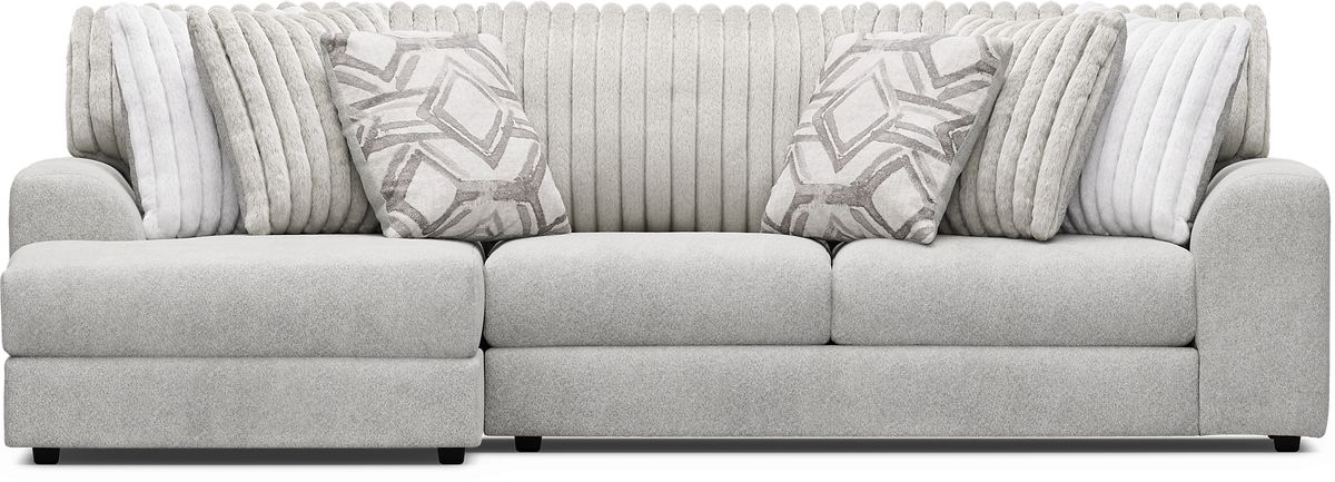Moreau Street Gray Polyester Fabric 2 Pc With Chaise Left Arm Sectional ...