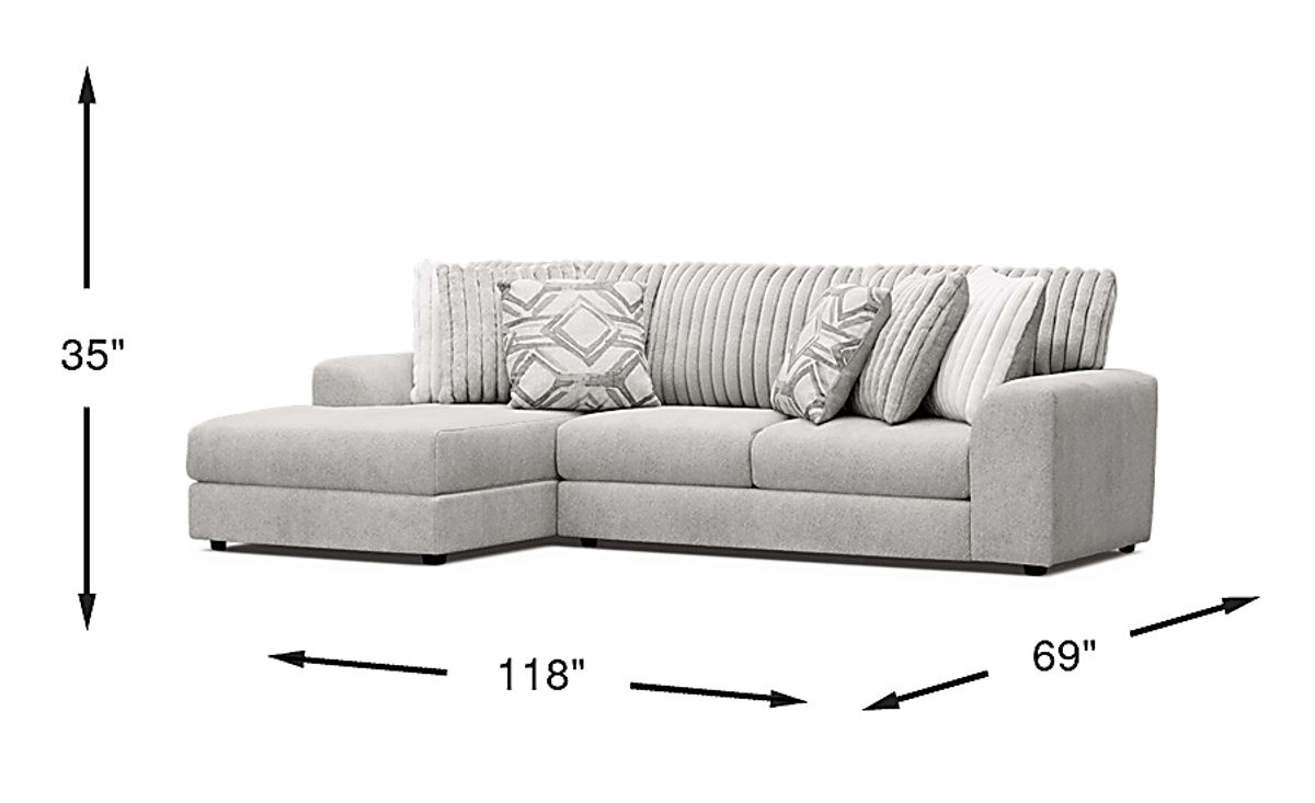 Moreau Street Gray Polyester Fabric 2 Pc With Chaise Left Arm Sectional ...