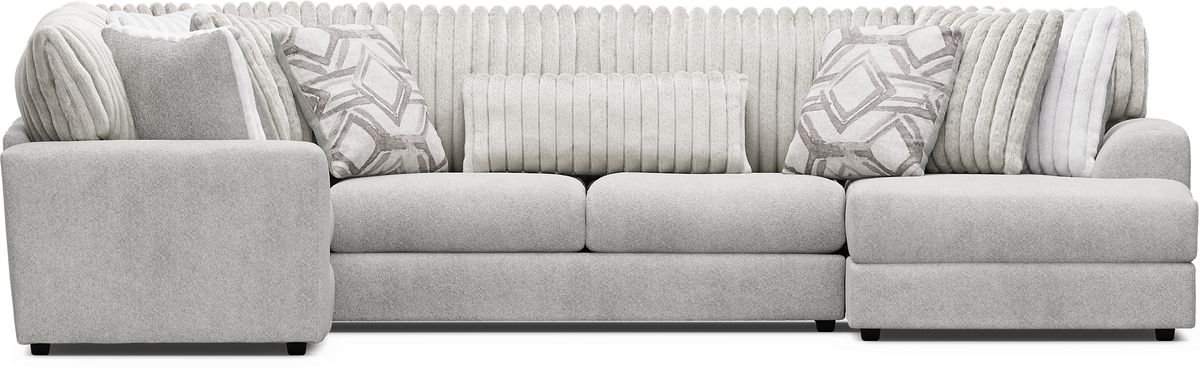 Moreau Street 6 Pc Gray Polyester Fabric Living Room Set With 3 Pc ...