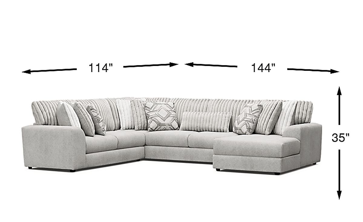 Moreau Street Gray Polyester Fabric 3 Pc With Chaise Right Arm ...