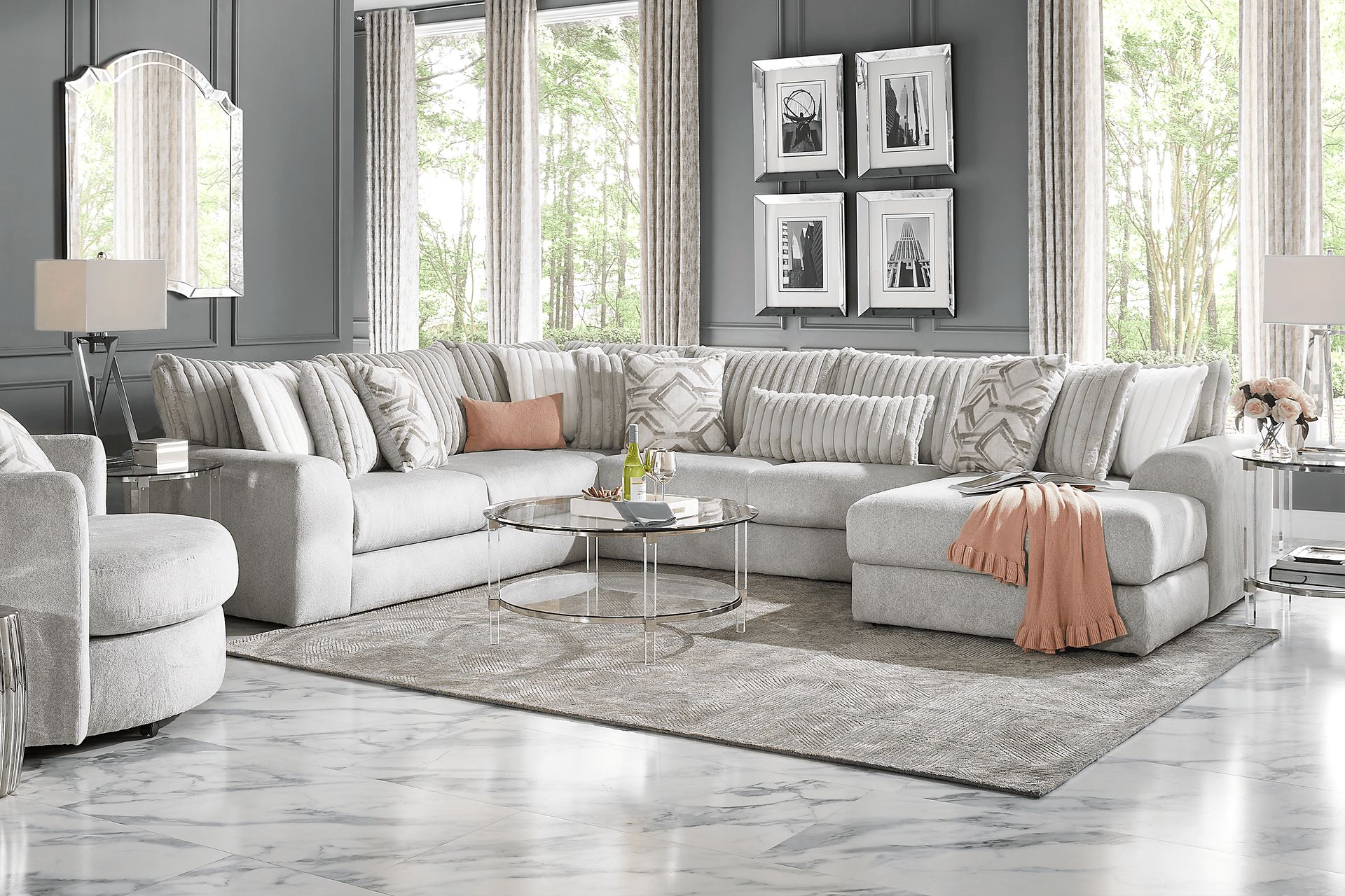 Moreau Street Gray 3 Pc Sectional - Image 2