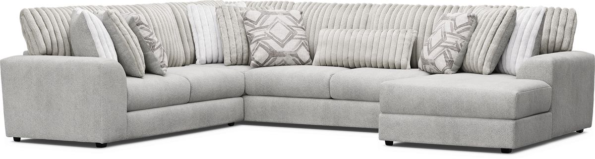 Moreau Street Gray Polyester Fabric 3 Pc With Chaise Right Arm Sectional