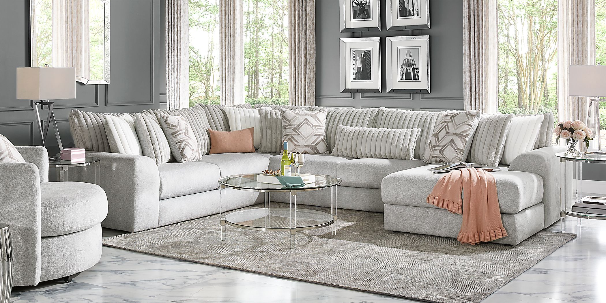 Moreau Street Gray 3 Pc Sectional