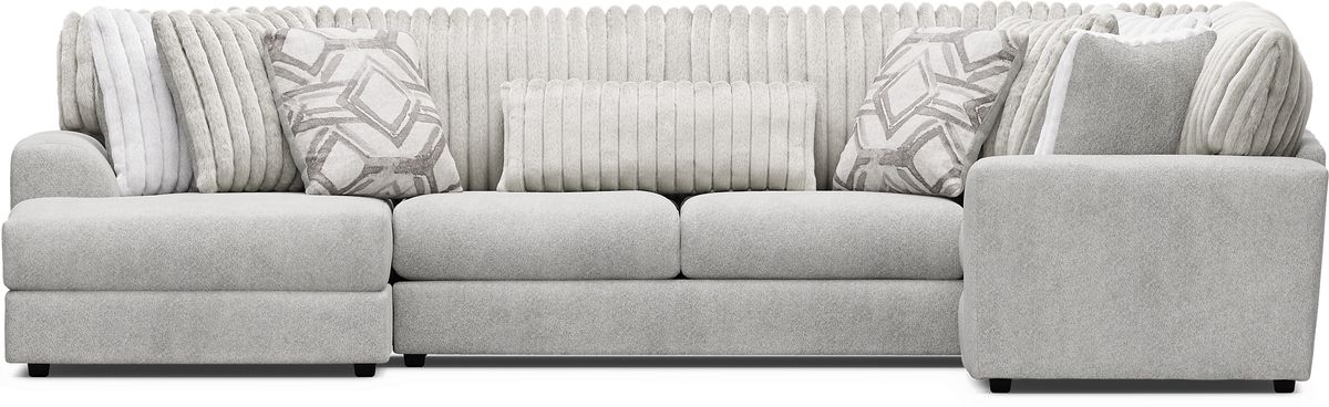 Moreau Street 6 Pc Gray Polyester Fabric Living Room Set With 3 Pc Left ...
