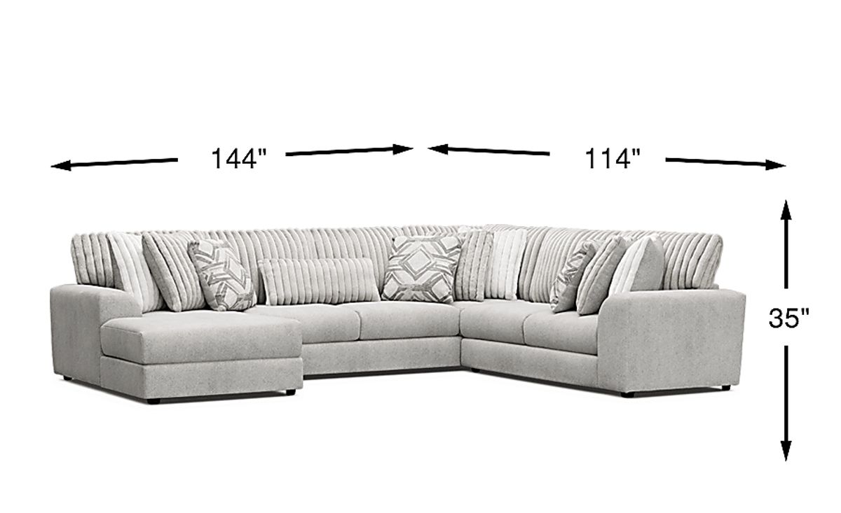 Moreau Street Gray Polyester Fabric 3 Pc With Chaise Left Arm Sectional ...