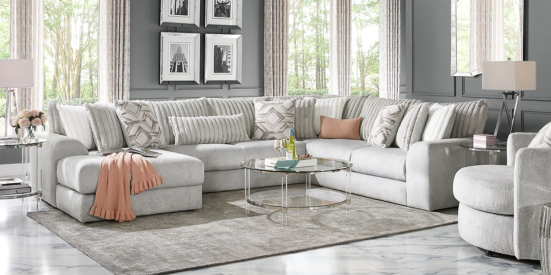 Grey sectional rooms store to go