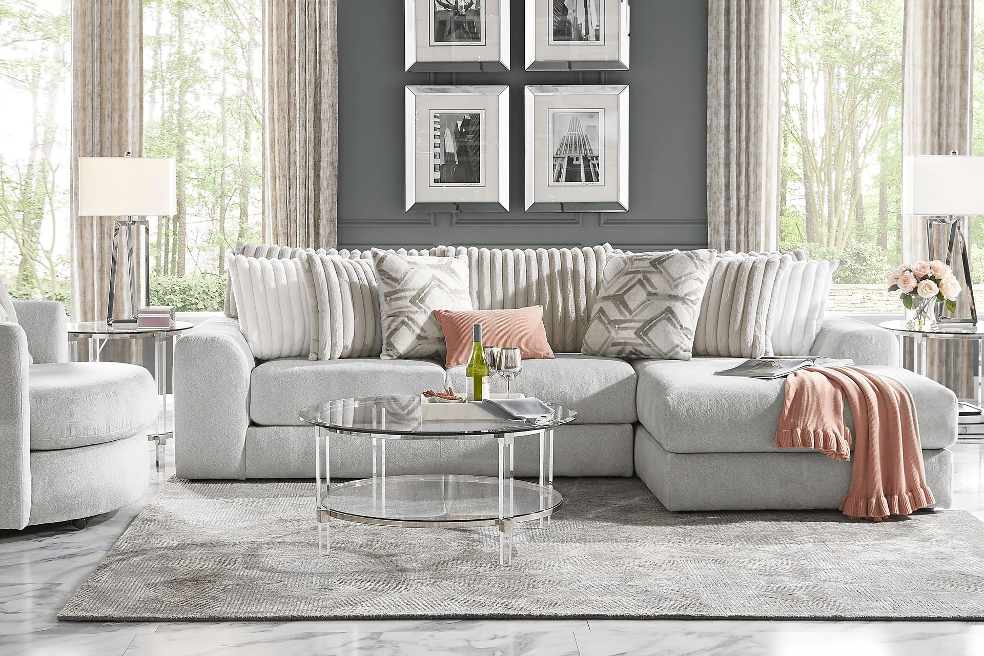 Moreau Street Gray 5 Pc Sectional Living Room - Image 1