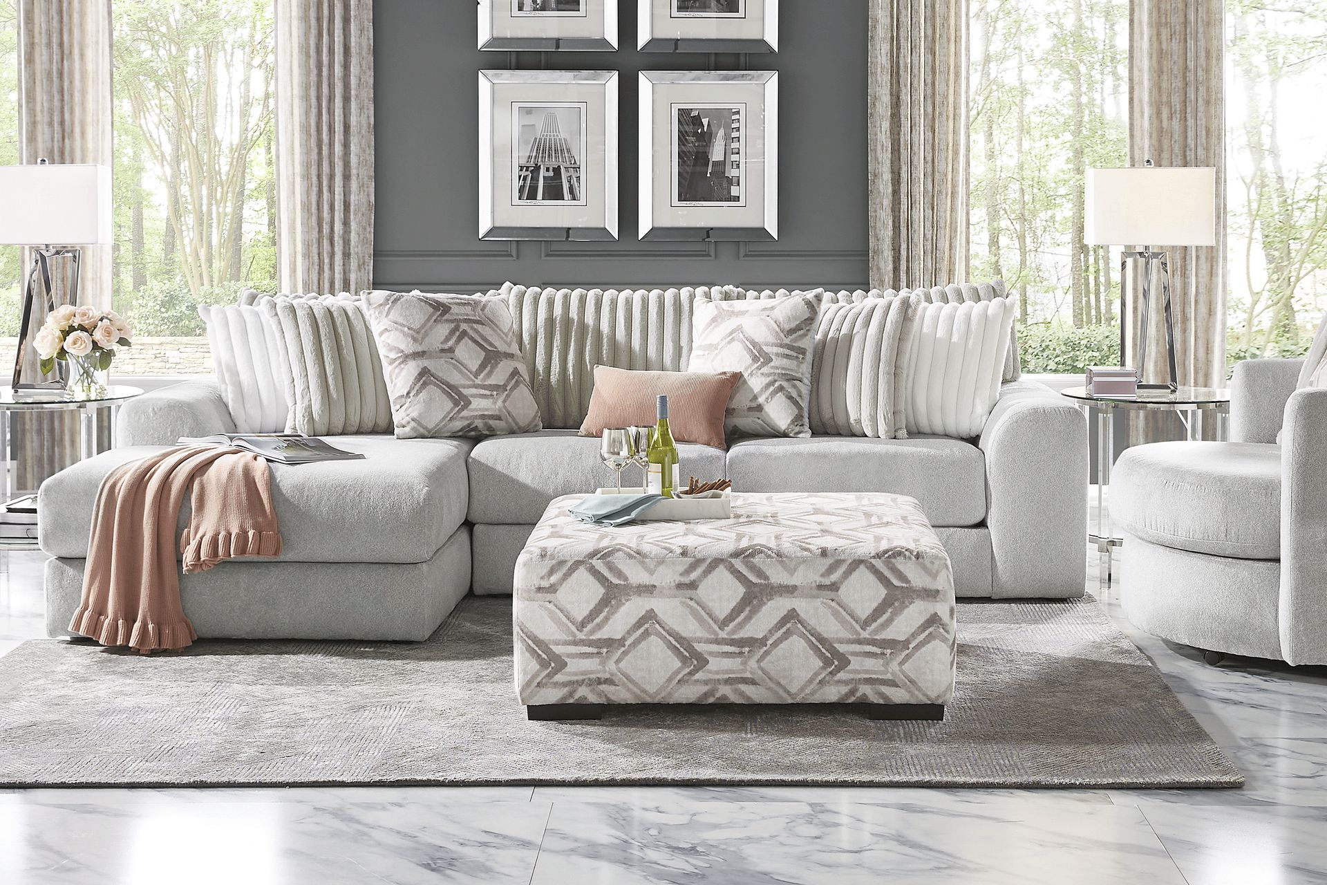 Moreau Street Gray 5 pc Sectional Living Room - Image 1