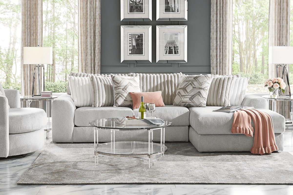 Moreau Street 5 Pc Gray Woven Living Room Set With 2 Pc Right Arm ...