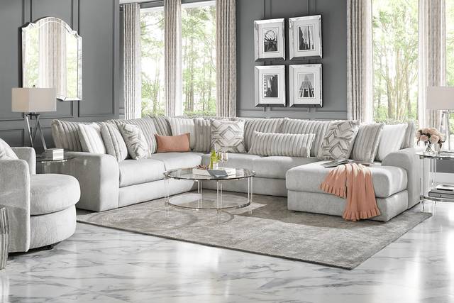 Moreau Street Gray 6 Pc Sectional Living Room - Thumbnail - Image 1