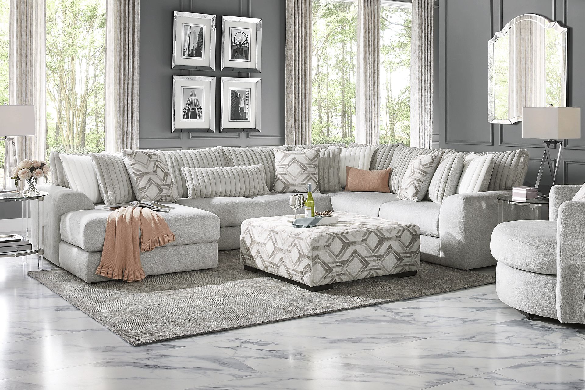 Moreau Street Gray 6 Pc Sectional Living Room - Image 1