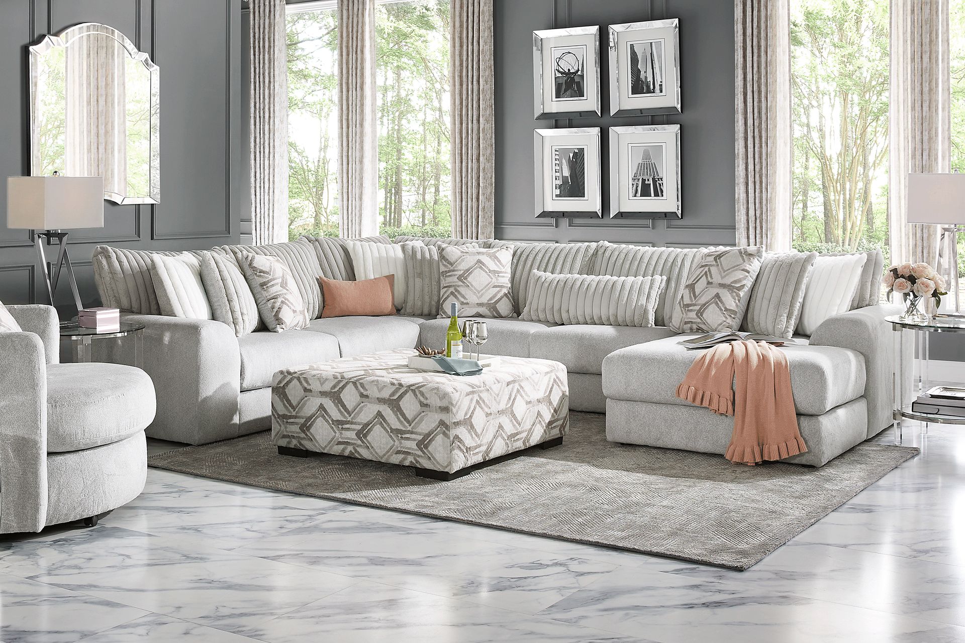 Moreau Street Gray 6pc Sectional Living Room - Image 1