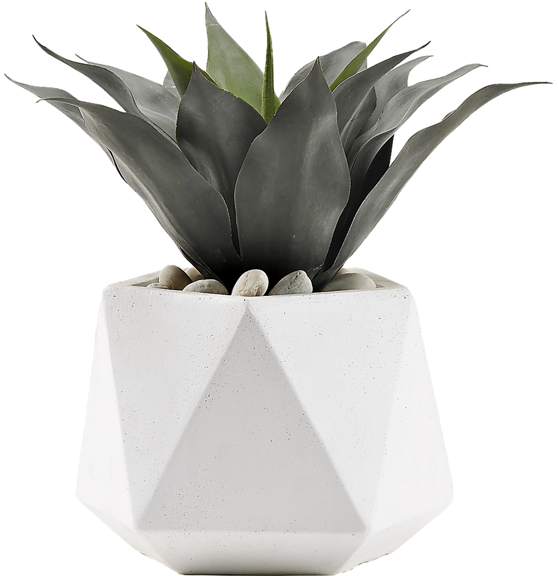 Morelia Green 16 in. Artificial Agave Plant in White Planter - Image 1