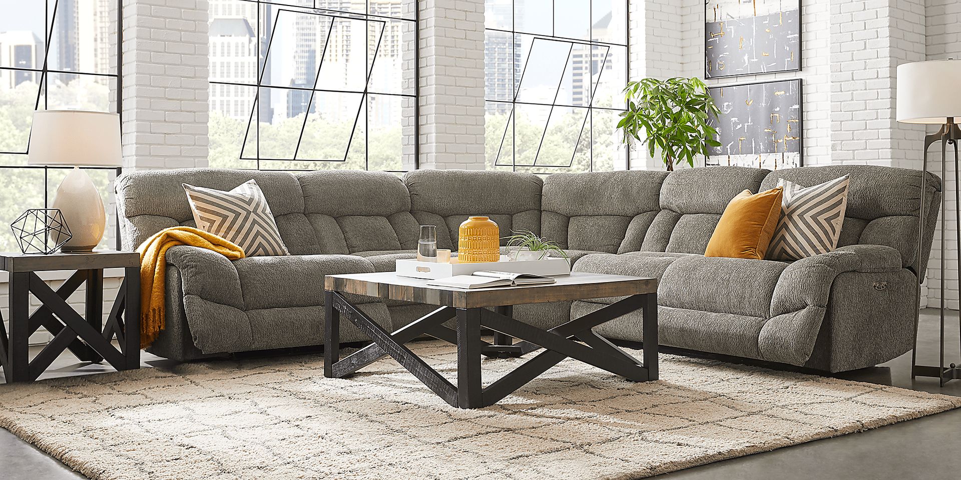Morello Gray 5 Pc Dual Power Reclining Sectional - Image 2