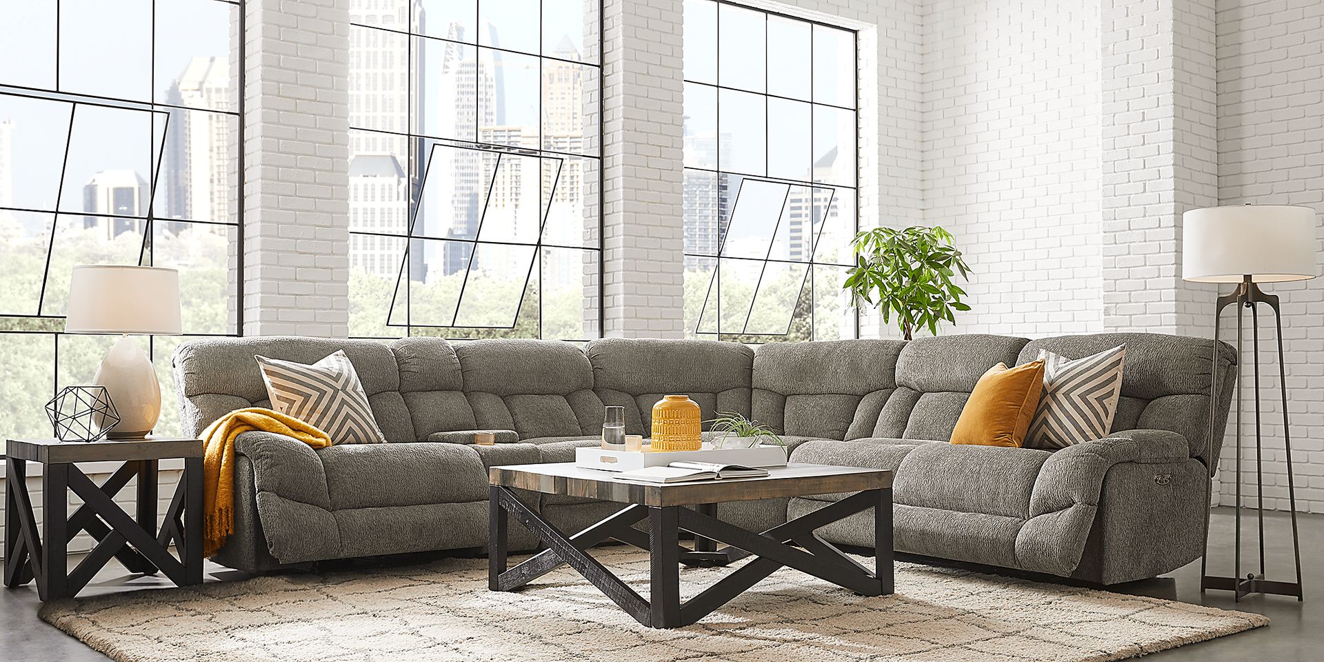 Morello Gray 6 Pc Dual Power Reclining Sectional - Image 2