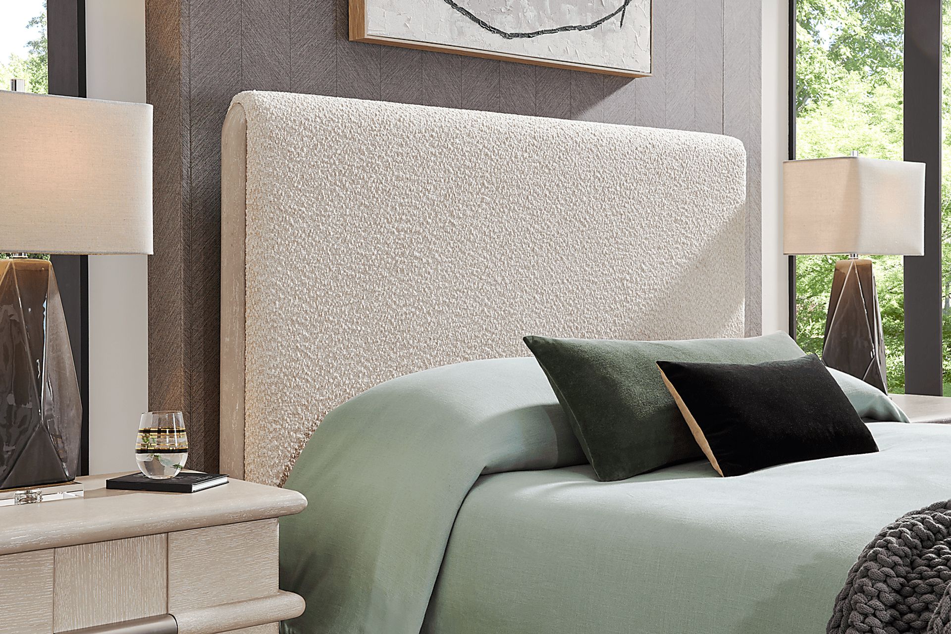 Moreno Stone 3 Pc King Upholstered Bed - Image 3