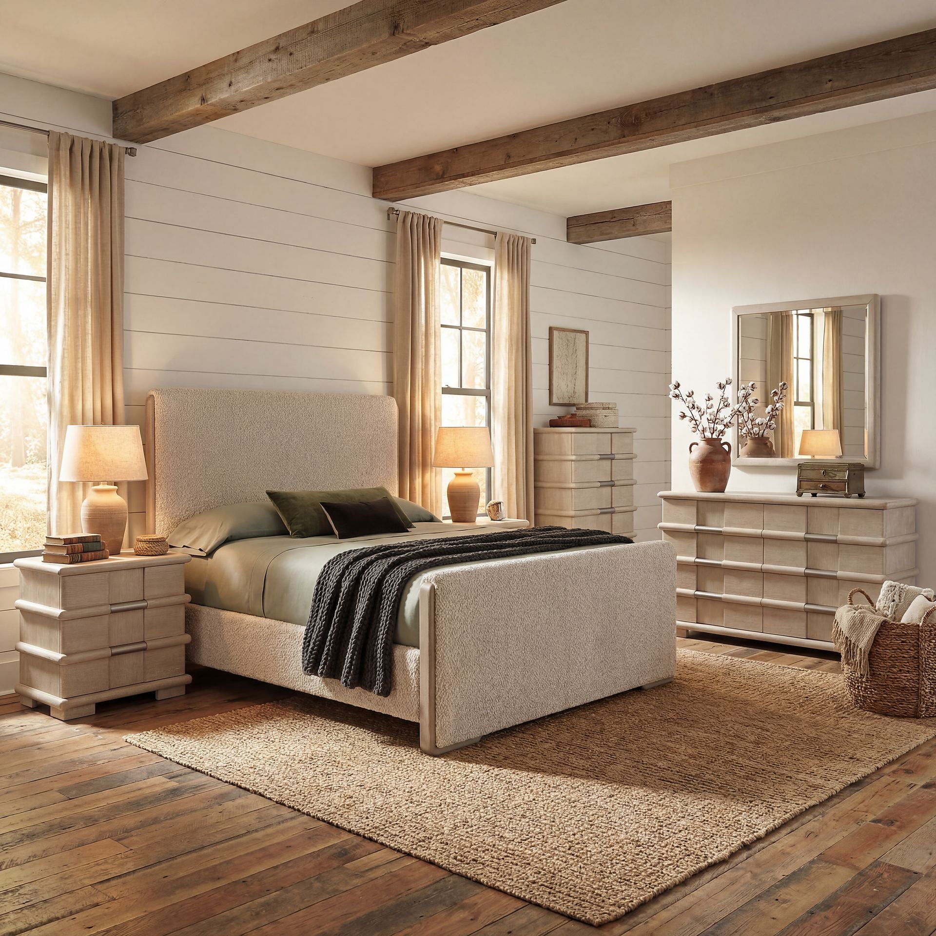 Moreno Stone 5 Pc Queen Upholstered Bedroom - Image 6