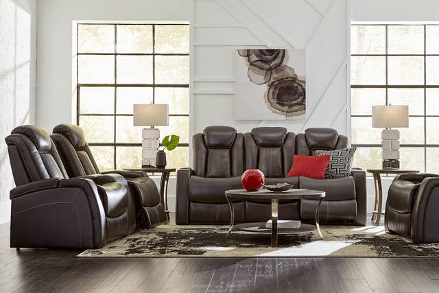Moretti Brown Leather 2 Pc Dual Power Reclining Living Room - Thumbnail - Image 1