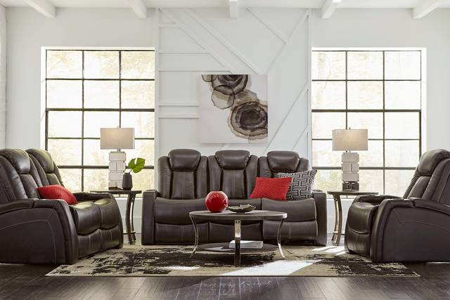 Moretti Brown Leather 3 Pc Living Room with Dual Power Reclining Sofa - Thumbnail - Image 1