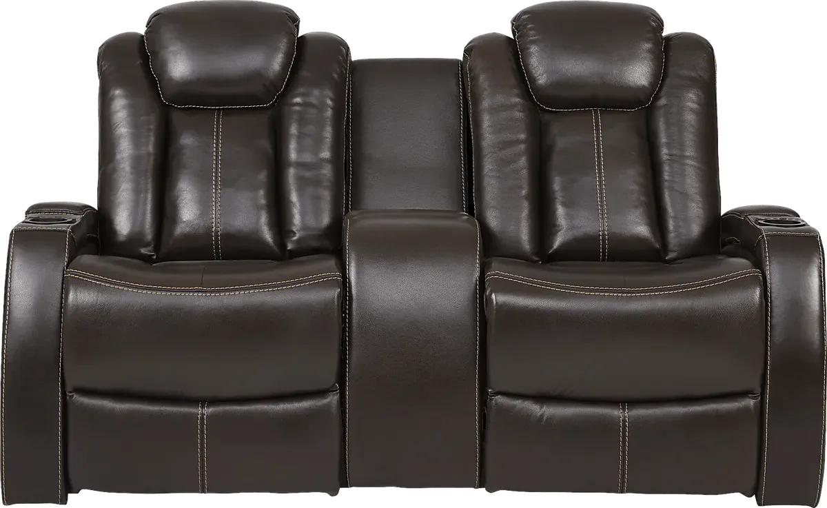 Moretti Brown Leather Dual Power Reclining Loveseat Rooms to Go