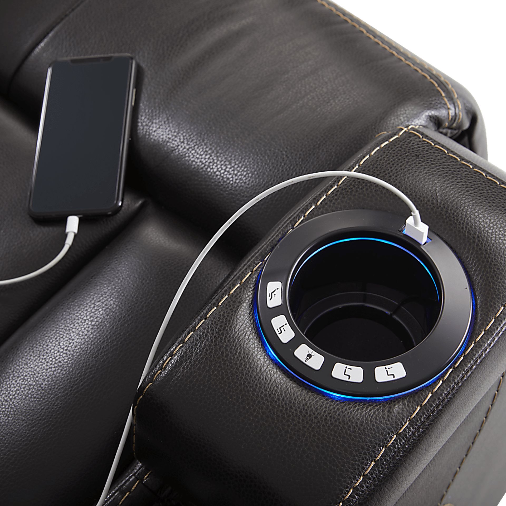 Moretti Brown Leather Dual Power Recliner - Image 4