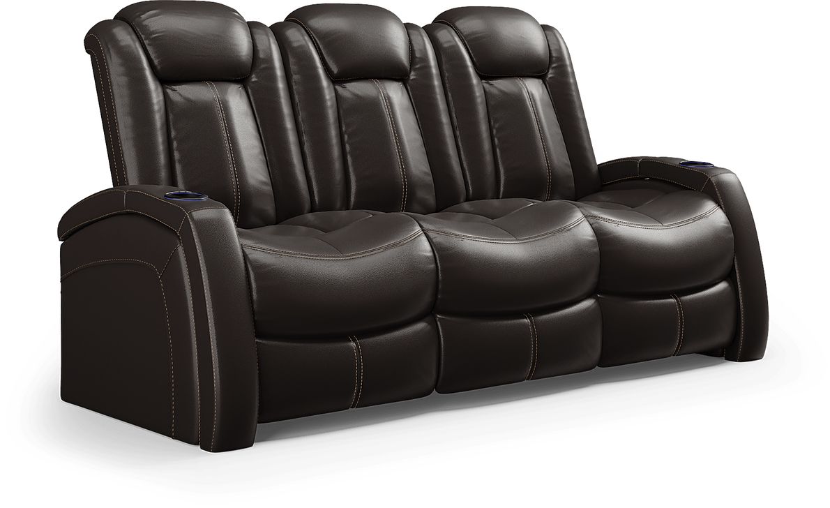 Moretti Brown Leather Dual Power Reclining Sofa Rooms To Go