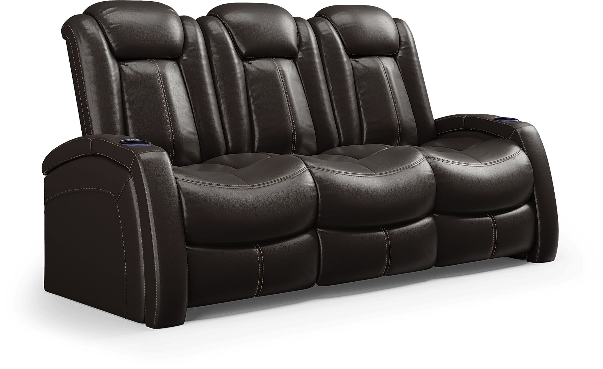 Moretti Brown Leather Dual Power Reclining Sofa - Image 3