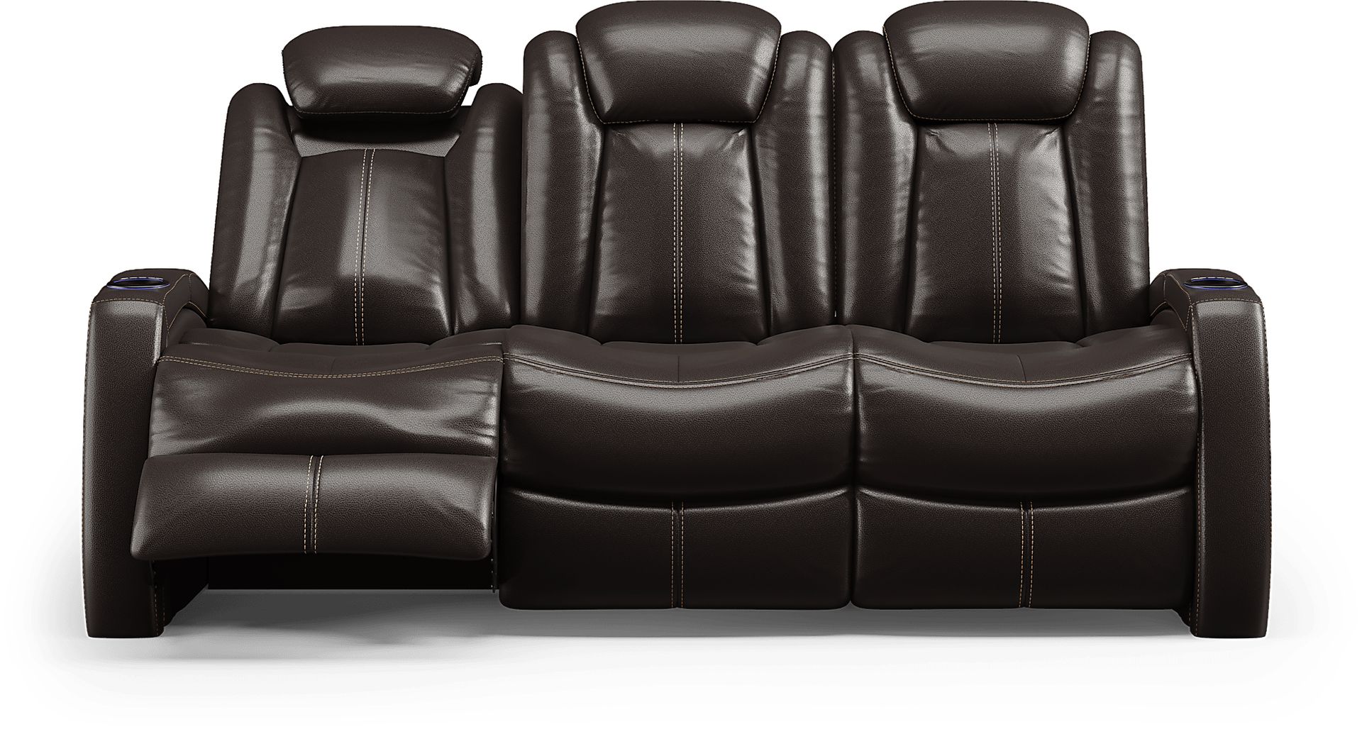 Moretti Brown Leather Dual Power Reclining Sofa - Image 5