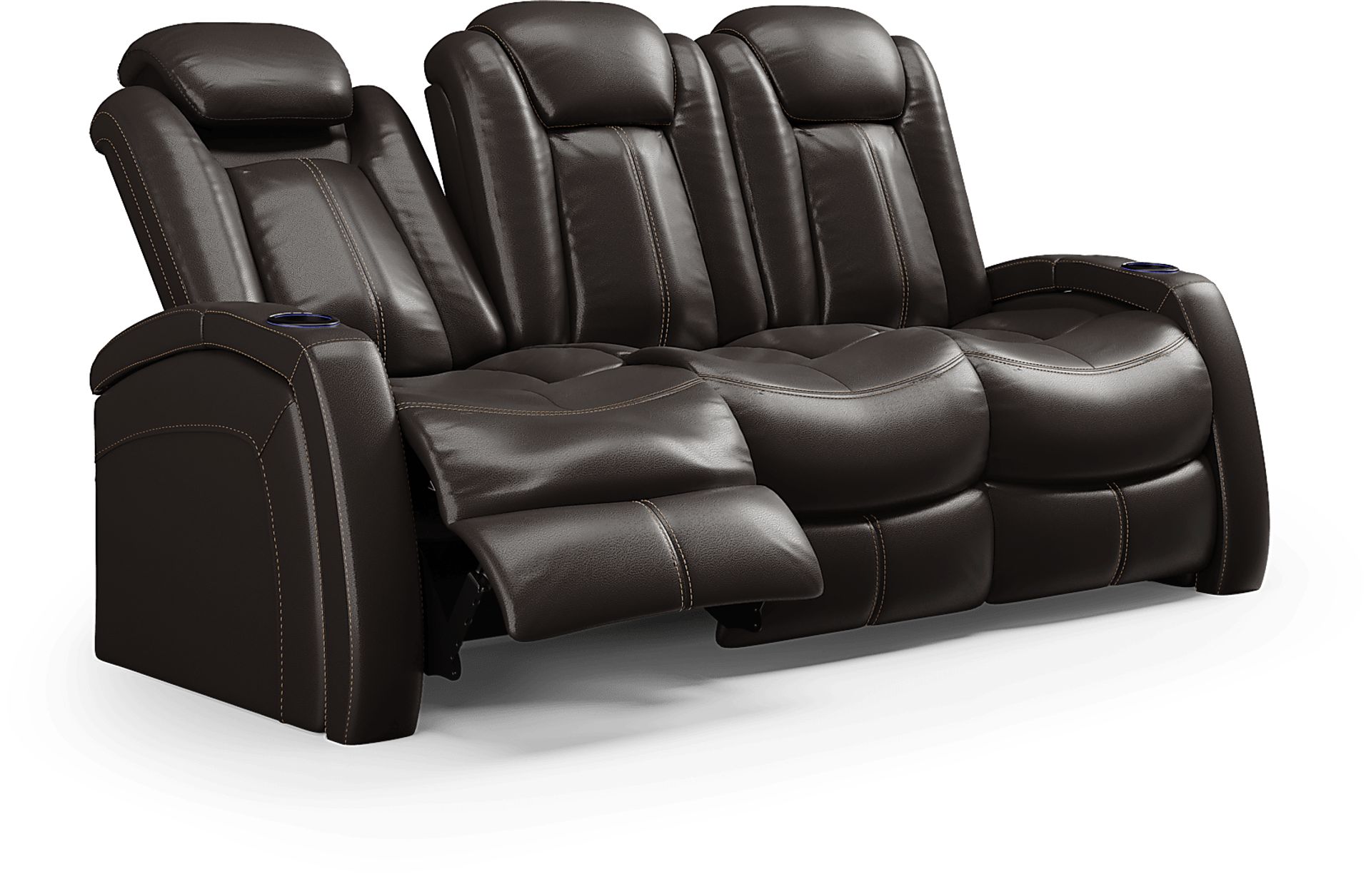 Moretti Brown Leather Dual Power Reclining Sofa - Image 6