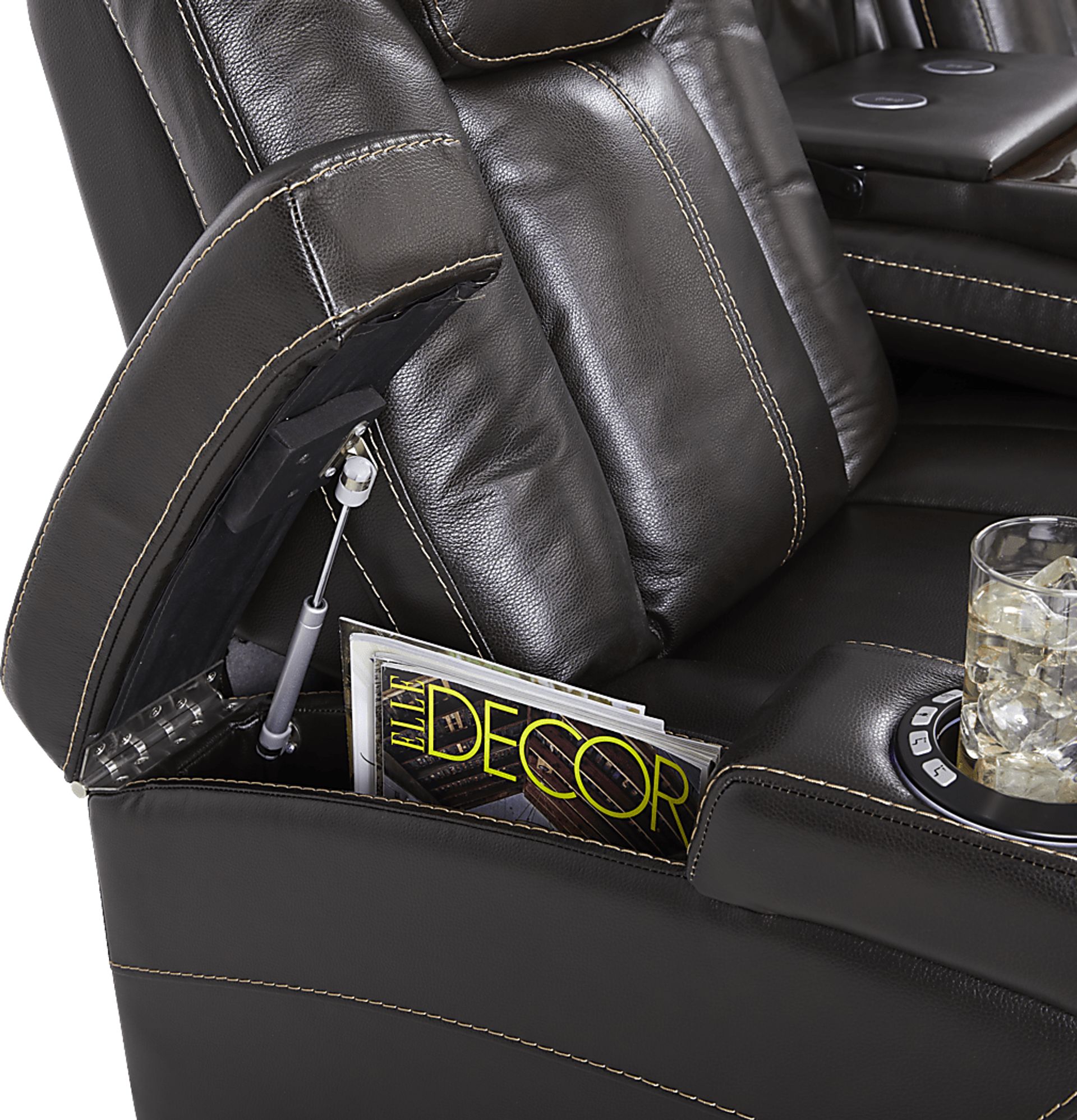 Moretti Brown Leather Dual Power Reclining Sofa - Image 7