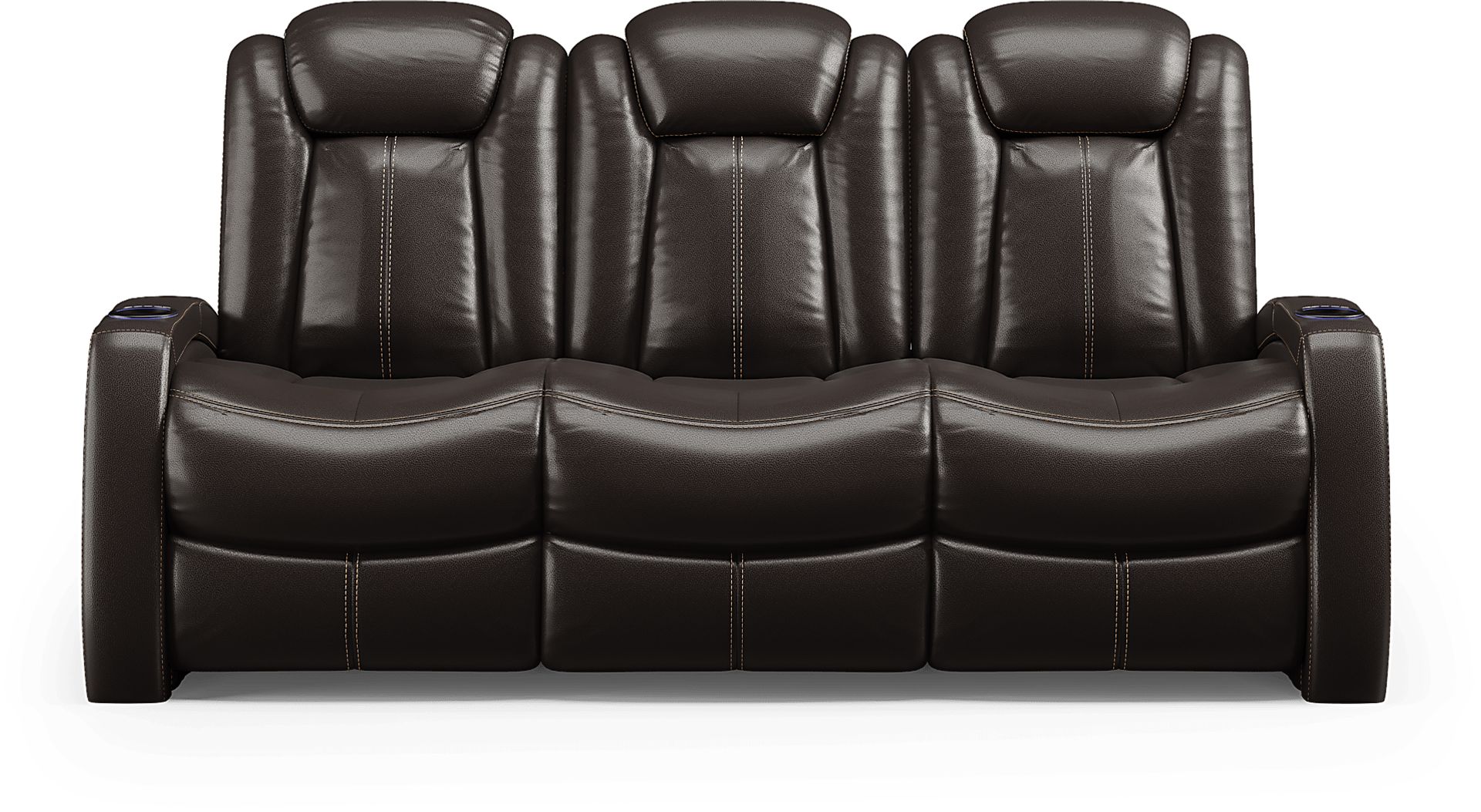 Moretti Brown Leather Dual Power Reclining Sofa - Image 1