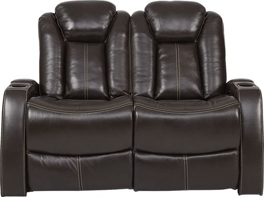 Moretti Brown Leather Loveseat