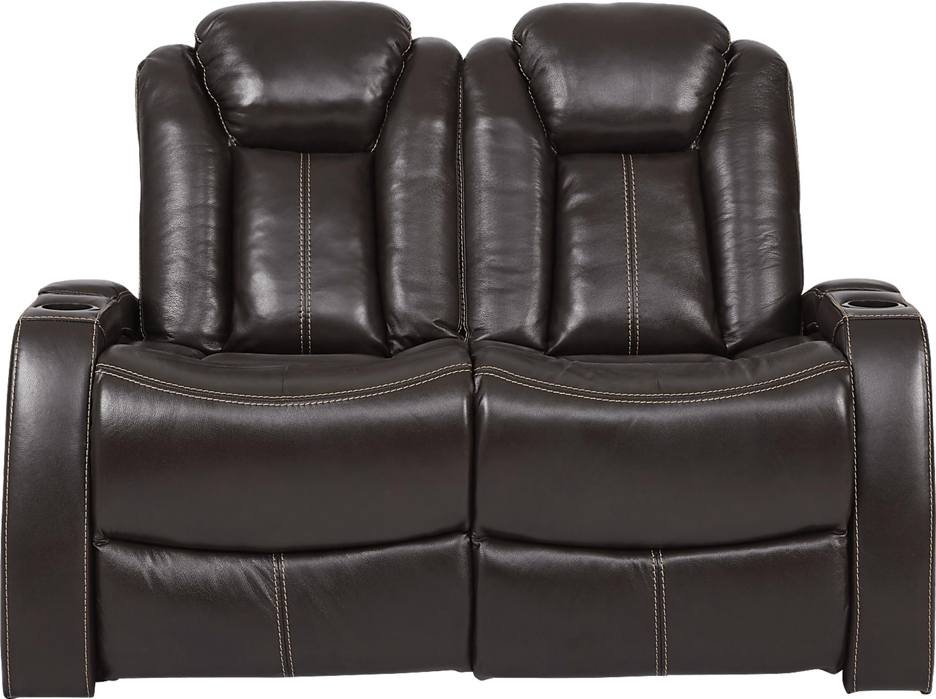 Moretti Brown Leather Loveseat