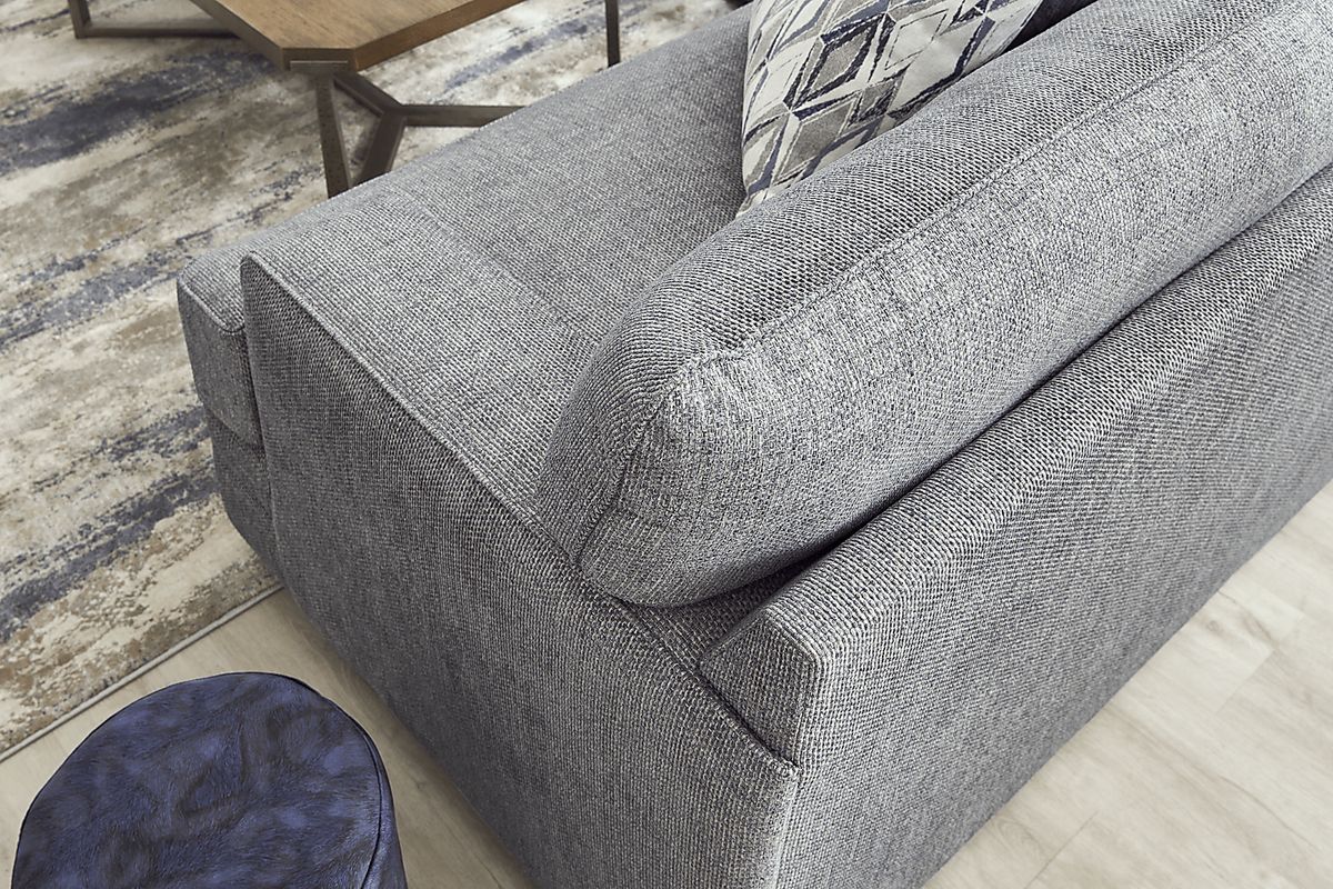 Morgan Falls 7 Pc Blue Chenille Fabric Living Room Set With Sofa ...