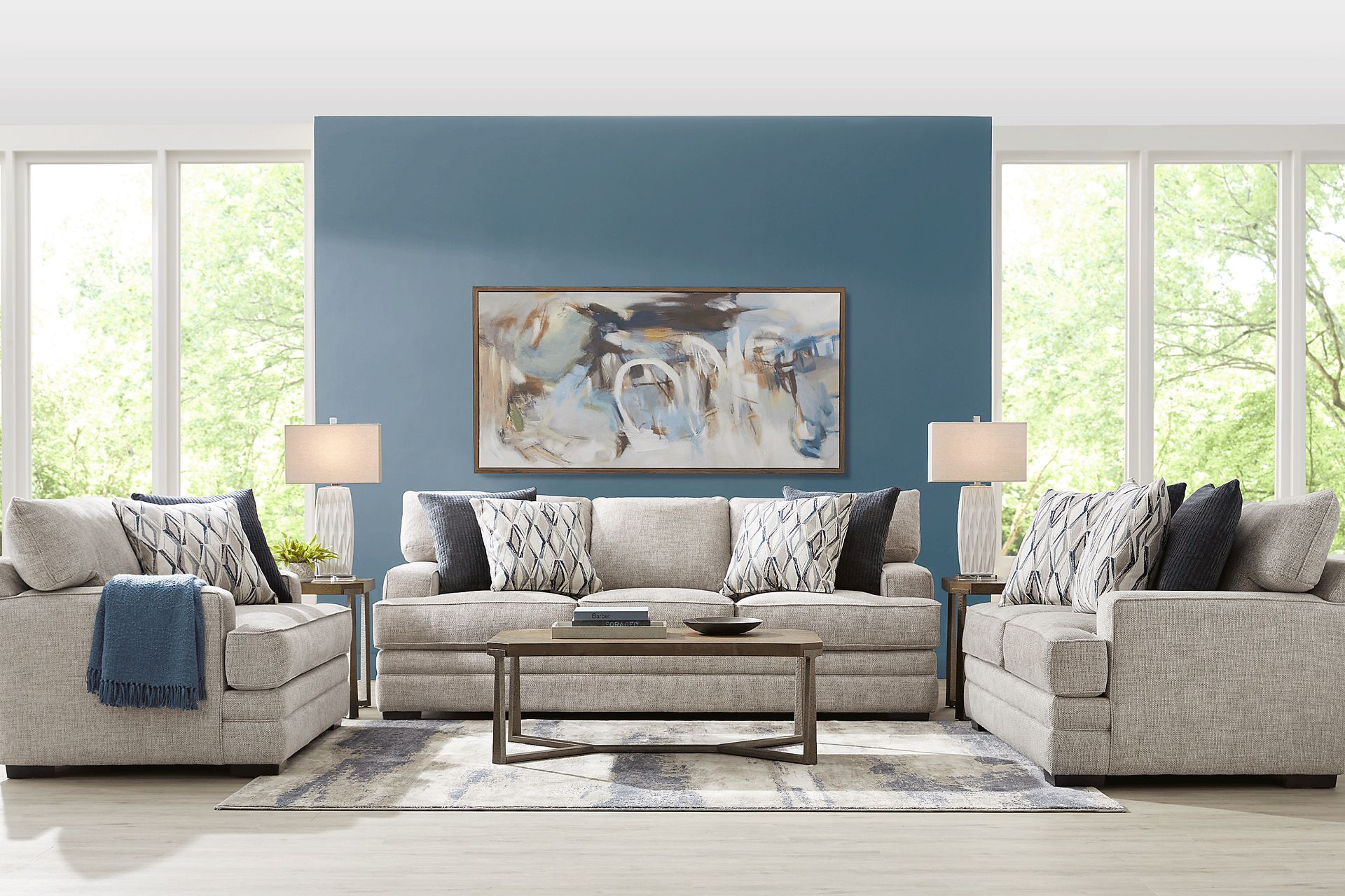 Morgan Falls Gray 7 Pc Living Room - Image 1