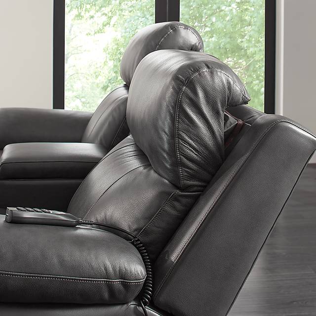 Morisano Gray Leather 5 Pc Triple Power Reclining Living Room with Air Massage - Thumbnail - Image 15