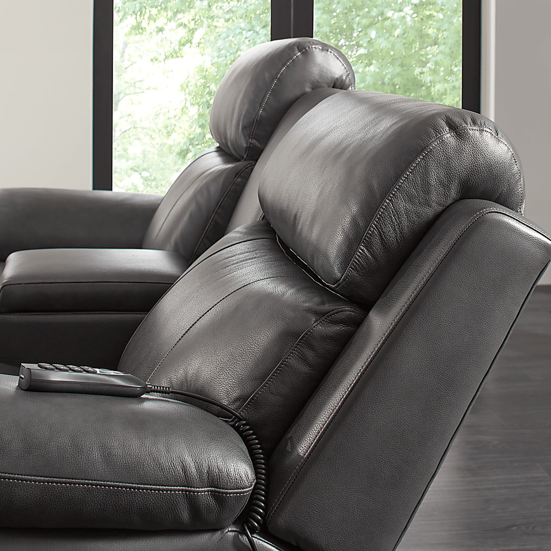 Morisano Gray Leather 5 Pc Triple Power Reclining Living Room with Air Massage - Image 18