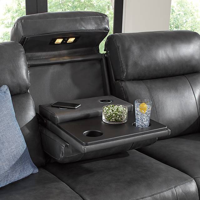 Morisano Gray Leather 5 Pc Triple Power Reclining Living Room with Air Massage - Thumbnail - Image 7