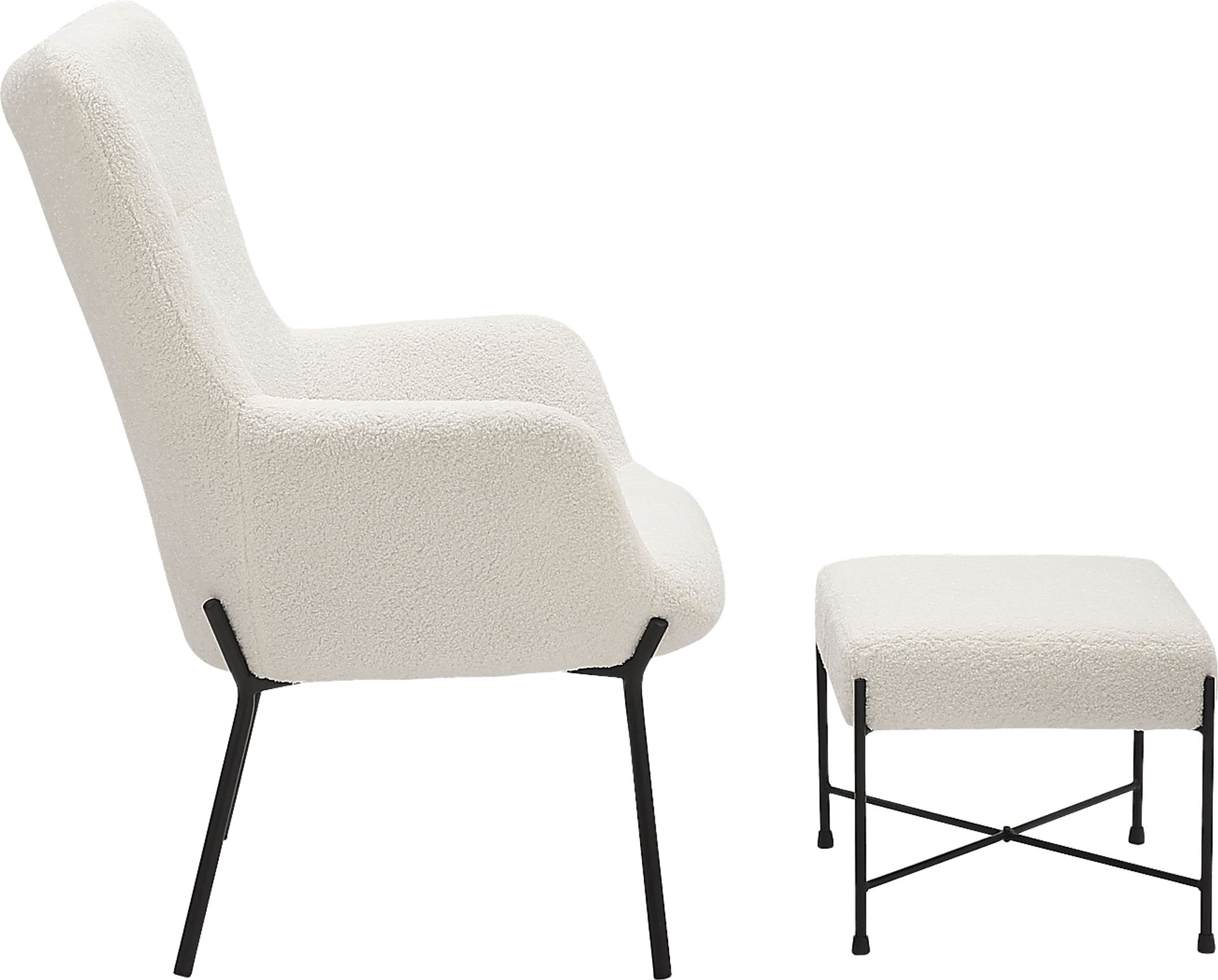 Morlaix White Accent Chair With Ottoman - Image 3